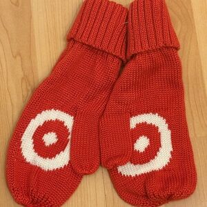 Target Red Bullseye Logo Knit Mittens Adult One Size NEW